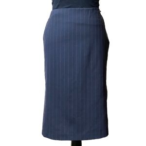 Sisley Dark Blue with Red Pin Stripe Pencil Skirt with Side Slits - Size 4
